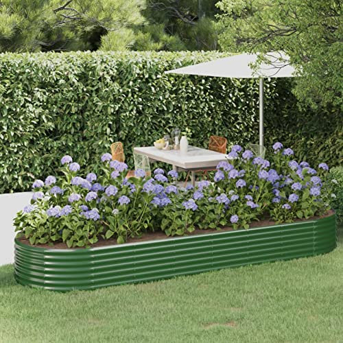 BaraSh Jardinera arriate Acero Recubrimiento Polvo Verde 322x100x36 cm Macetas Exterior Grandes