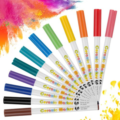 Jostift Porzellanstifte 12 Farben Keramik Bemalen Set, Glasmalstifte,Keramikstifte,Acrylic Paint Marker Stifte Steine Bemalen für Stein,Keramik,Glas