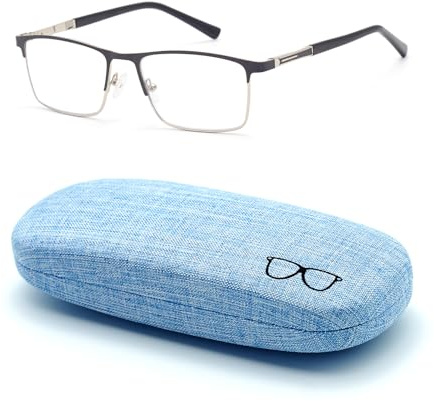 Autojouls Nearsighted Glasses for Distance with Hard Case Spring Hinge Blue Light Glasses Not Reading Glasses, C2-1.5 x