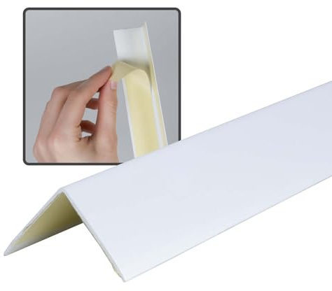Dalsys Angle Profile self-Adhesive PVC 30x30mm, 150cm White Corner Protection Profile, Corner Strip, high Edge Protection wall