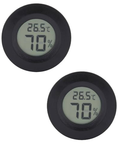 Beufee 2PCS Mini Hygrometer Thermometer, Digital Hygrometer Reptile Hygrometer Digital LCD Thermometer Hygrometer for Incubator(Black)