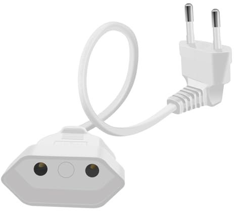 HuaLiSiJi Rallonge d'alimentation Euro 2.5A 250V 625W Câble D'extension Euro Rallonge Câble Euro, pour Une Utilisation en Intérieur TV, PC, Moniteur (Blanc, 0.3m)