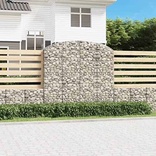 CIADAZ Gabione mit Hochbogen, Gabionenkörbe, Gabionen Hochbeet, Steinkorb, Gabionengitter, Drahtkorb Für Pflanzen, Kräuterspirale Für Garten, 200x50x180/200 cm Verzinktes Eisen