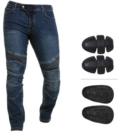 Juicy Trendz Men’s Motorcycle Jeans – Motorbike Riding Pants, Stretch Denim Biker Jeans with Removable Pads, Knee & Hip Protectors Safety Jeans for Men