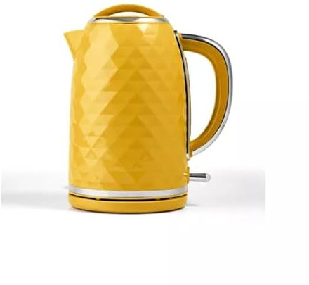 New Yellow Diamond Effect 1.7L Kettle Kitchen Appliance Textured Electric Rapid Boil Cordless Jug Kettle With Filter And Boil Dry Protection - D80