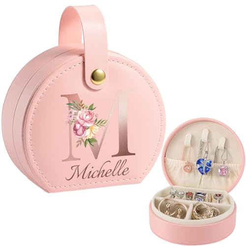 WACAR Schmuckkästchen Personalisiert, Schmuckkästchen Reise für Damen Mädchen, Schmuckaufbewahrung Klein für Hochzeit Weihnachten für Brautjungfer
