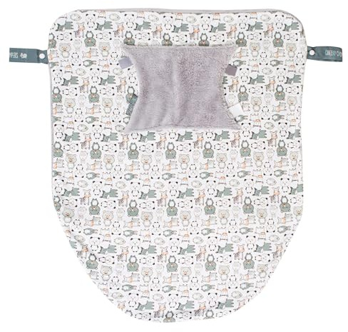 Cheeky Chompers resefilt för baby | Lätt, fästs på barnvagn, barnbärare, bilstol | mjuk och mysig fleece med hand- och fotpåsar | Perfekt för vinter (Panda-kompisar)
