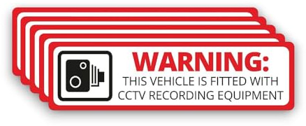 5 Pack - Small WARNING VEHICLE FITTED WITH CCTV Self Adhesive 12cm Stickers - Water Proof, Alarm, Sign, Notice, Decal, Car, Van, Tools SG242