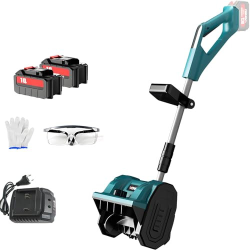 Pala da neve da 12 pollici, pala da neve elettrica a batteria da 20V con impugnatura regolabile e asta telescopica, piastra direzionale, soffiatore di neve per il patio e il vialetto del ponte,3ah×2