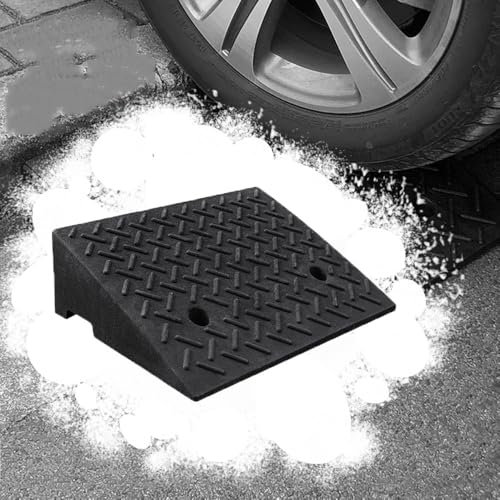 REDEXI Bordsteinrampen Gummi Rutschfester Türschwellenrampe Auffahrkeil, Bürgersteig Bordsteinrampe 9-22 cm Hoch Auffahrrampe, Fahrrad Auto Motorrad Rollstuhl Rampen(50x60x9cm)