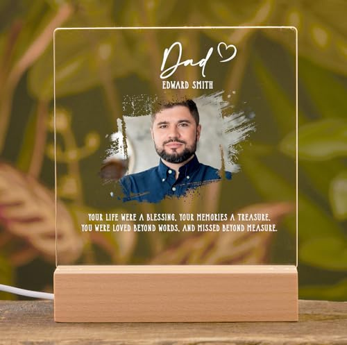 ukgiftstoreonline Personalised Dad Photo Memorial Lamp Night Light Condolence Sympathy Gift