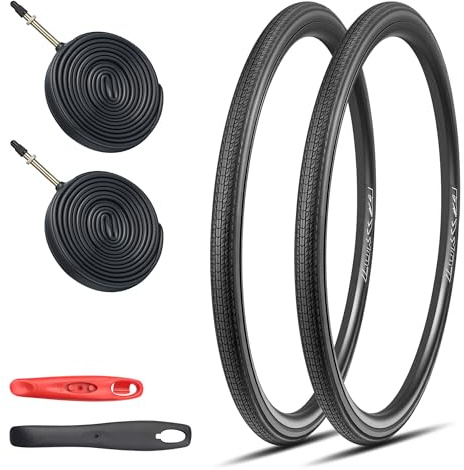 GRELiving Uppsättning av 2 700 x 28c/700 x 32 c/700 x 35 c cykeldäck 28 tums vägcykeldäck med FV 48 mm slangar och däcklyftare (2 däck 2 slangar 2 däcklyftare, 700 x 35 C)