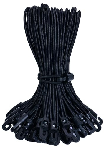 YUNSHANGHE 25 élastiques avec crochet 25 cm d'expansion en caoutchouc avec crochet pour bâches, rideaux, gazebos, noir