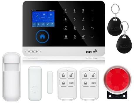 Sistema de Alarma para Casa, Panel Táctil De Alarma Inteligente , GSM, Inalámbrico, 433mhz, De Alarma De Seguridad For El Hogar Antirrobo, Compatible Con Control Por Aplicación TUYA(Tuya WIFI PG103)