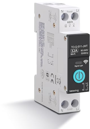 Flylin AC90-240V Smart WiFi Switch Circuit Breaker, 1P Din Rail Timer (32A)