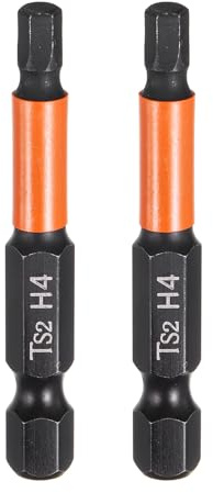 QUARKZMAN 2Pcs H4 Embout de Tournevis Hexagonal 4mm Métrique Pointe Plate 1/4 Tige Hexagonale 50mm (2) Longueur Magnétique Phosphate Noir Embouts de Tournevis à Six Pans Creux