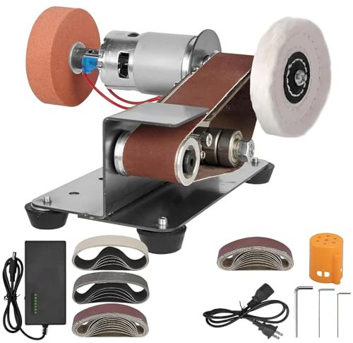 Lijadora de Banda eléctrica portátil, afilador de Molinillo de Banco de 7 velocidades, máquina de molienda de Pulido de Bricolaje, para carpintería de Bricolaje, Metal, Cuchillo