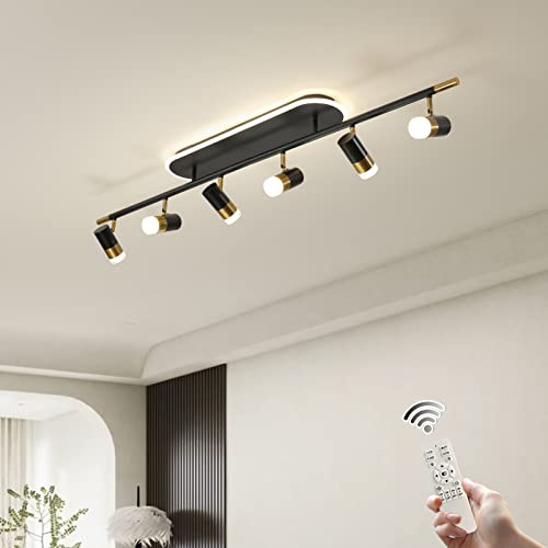 GEADI Modern Deckenlampe 130CM, 60W Semi Flush LED Deckenleuchte Dimmbare | 6-Lichter Einstellbar Deckenstrahler mit Fernbedienung, Lang Decken Lampe für Wohnzimmer, Flur, Schlafzimmer, Esstisch
