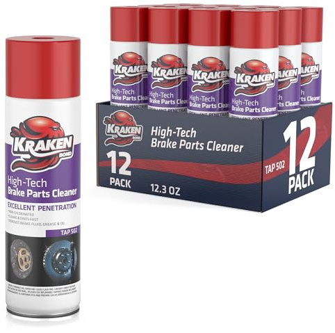KRAKEN BOND Non-Chlorinated Brake Parts Cleaner Spray, Instant Removal, Fast Drying, 12.3fl oz - 12 Pack