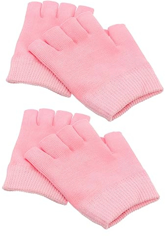 HAMPPLIES Guanti senza Dita per Cura Mani Rosa, 2 Paia per Idratazione Notturna e Lavoro, Assorbimento Rapido e Protezione da Macchie su Vestiti e Lenzuola