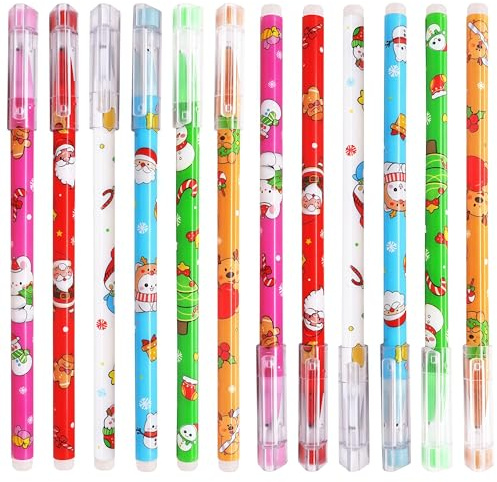 12 Stück Gelschreiber Weihnachts, Weihnachten Cartoon Tier Schwarz Gelschreiber, Neuheit Gelstifte Schwarz Kreative, Niedliche Weihnachts-Gelstifte, for Schule Weihnachtsgeschenke Kleinigkeiten