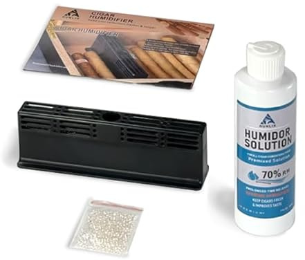 Humidor Befeuchter Kit für Zigarren Humidor, 3-Wege Luftbefeuchter für Zigarren Humidor,Behalten 70% RH, inkl Humidor Solution, Zigarren Befeuchter-Befeuchtungssystem für 1-100 ZigarrenZubehör