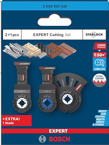 Bosch 3x Set da taglio EXPERT (per Tubi in acciaio inossidabile, Legno con metallo, Lunghezza mm, Professional Accessorio Utensile multifunzione)