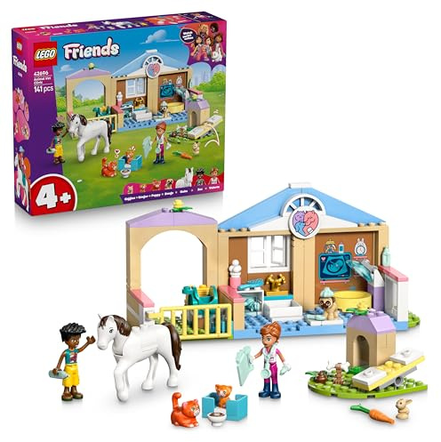 LEGO Friends Clínica Veterinaria de Animales - Juguete Educativo con Establo de Caballos, 2 Mini Muñecos, Figuras de Perro, Gato y Conejo y Acessorios - Regalo para Niñas de 4+ Años - 42696