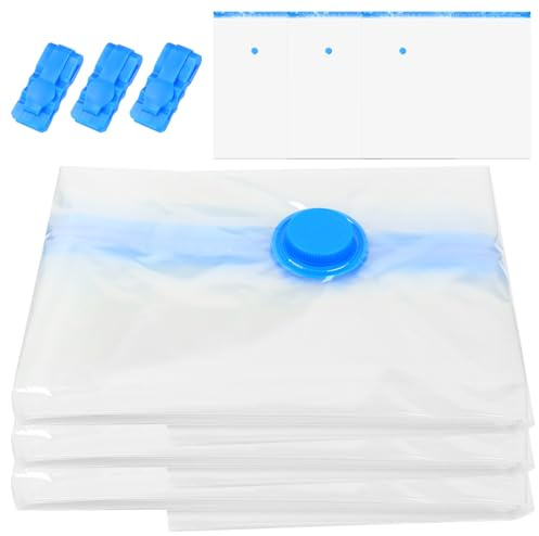 3 Pz Sacchetti Sottovuoto Vestiti, Buste Sottovuoto Vestiti da Viaggio, Sacchetti di Compressione da Viaggio per Cuscini, Piumoni, Valigie(100 x 120 cm)