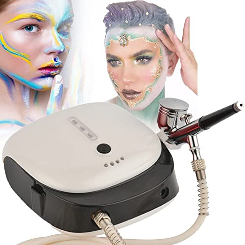 SIMPLEusQ Airbrush Kit,Portable Dual-Action Airbrush Gun,for Make Up,Art Painting,Tattoo,Cake,Manicure,Spray Model (White)