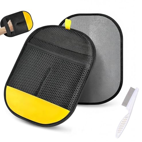 Netupett Reusable Washable Pet Hair Remover Set (2 Gloves + 1 Brush) -|Double Sided Cat Dog Grooming Glove | Static Hair Removal Tool for Furniture, Bed, Carpet, Sofa