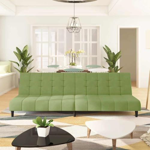 Frdhee Couchgarnitur Ecksofa Couch,Schlafsofa 2 Sitzer Hellgrün Samt,Für Wohnzimmer,Schlafzimmer,Kleinen Raum,Kann Schnell Installiert Werden