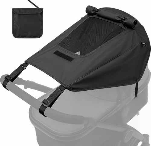 Parasol para Silla de Paseo, Toldo Cochecito Bebe, Parasol Carro Bebe, Protección UV 50+, Ajustable Toldo Protector Solar Universal con Techo Corredizo (negro)