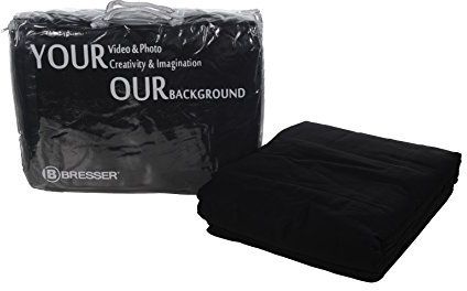 Bresser F000080 Baumwolle Fotostudio Stoff Hintergrund 3x6 m schwarz | 100 % Baumwolle, waschbar bei 30 °C, nicht reflektierend, strapazierfähig, Aufhängeschlaufe, Tasche inklusive