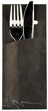 PAPSTAR 520 Bestecktaschen 20 x 8,5 cm schwarz inkl. 1 Serviette (85247)
