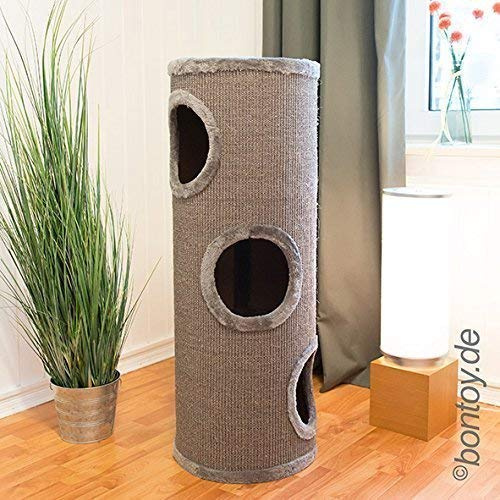 Bontoy Kratztonne Buddy in grau I 37 cm x 100 cm I mit weichem Liegebett I DREI Höhlen