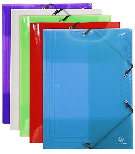 Exacompta 56700E Einschlagmappe Crystal DIN A3 mit 3 Klappen und 2 Gummizügen, aus transparentem stabilem Kunststoff Sammelmappe Dokumentenmappe für Büro und Schule transparent