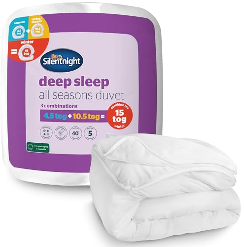 Silentnight All Seasons 3 in 1 Duvet - 4.5 Tog & 10.5 Tog Quilts Which Combine to Create a 15 Tog Bed Duvet - Deep Sleep Soft Comfy Ideal for Autumn, Winter, Spring & Summer - Hypoallergenic, Single