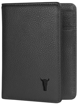 TORRO Bifold Wallet – Premium Genuine Leather Card Wallet with RFID Protection (Black)