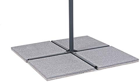 Bizzotto Set 4 Marmette 50x50 per Ombrellone da Giardino, Base di Appoggio in Graniglia e Quarzi, Supporto Colore Grigio (Grigio)