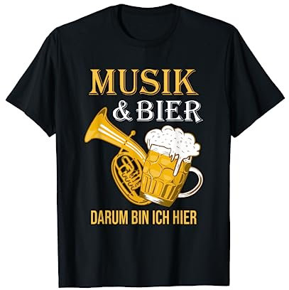 Blechblasinstrument & Blechbläser Blaskapelle - Musik und Bier - Musiker Tenorhorn Blasmusik T-Shirt Schwarz S