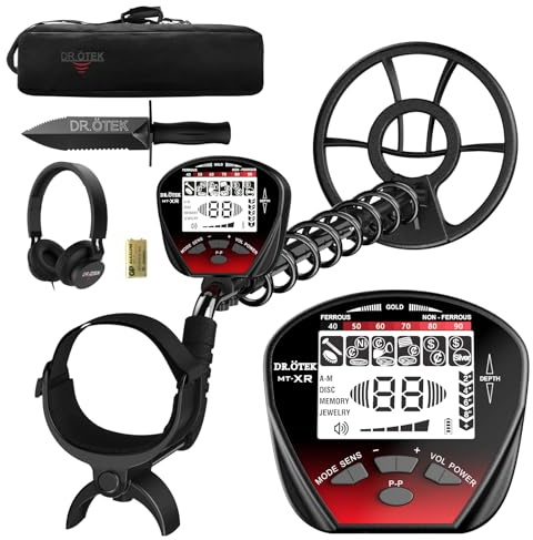 DR.ÖTEK Metal Detector for Adults, Professional Metal Detectors Waterproof with 10 IP68 Coil, Larger LCD Display, High Accuracy for Gold & Silver Detection & Beach Treasure Hunting, Beginner Friendly