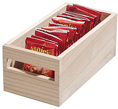 iDesign Aufbewahrungsbox mit Griffen, Küchenschrank Organizer aus Paulownia-Holz für Regal oder Vorratsschrank, vielseitige Kiste zur Aufbewahrung, beige, 25.4x12.7x10.2cm