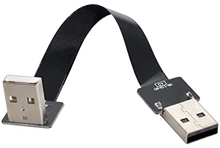 cablecc USB 2.0 Type-A Male to Type-A Male Data Flat Slim FPC Cable Down Angled 90 Degree for FPV & Disk & Scanner & Printer 100CM