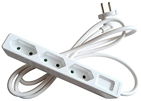 as - Schwabe Euro 3-fold 11313- Regleta de enchufes, enchufe múltiple con cable de 1.4 m, toma de corriente múltiple de 230V/2.5 A con protección de contacto aumentada, IP20, color blanco