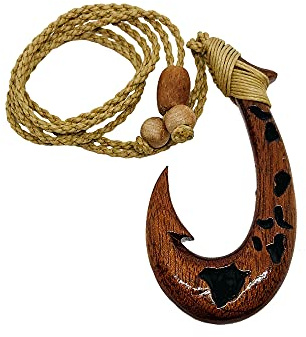Zero Gravity Hawaii Koa Wood Hawaiian Islands Fish Hook Hawaii Necklace