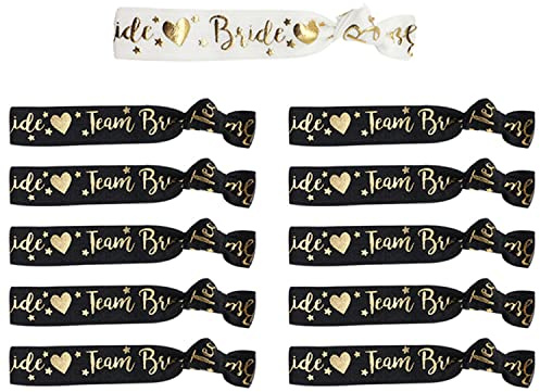 YSUVIN 11PCS Sposa Bracciali Addio al Nubilato Set, 1 Bianco Bride e 10 Nero Team Bride Bracciali, JGA Sposa Gadget per Addio al Nubilato, Matrimonio, Doccia Nuziale, Donne Decorazione