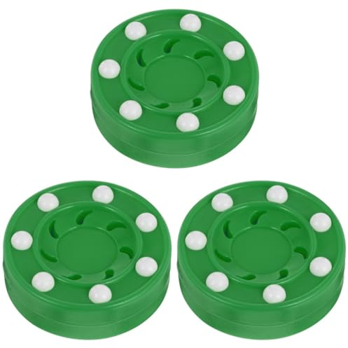 Roller Hockey Puck 3 StüCk Professioneller Trainingspuck Aus StoßFestem Pp FüR Indoor Und Outdoor Nutzung 7.5X7.5X9.0Cm GrüN