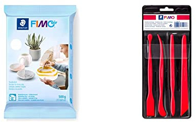 STAEDTLER 8100-0 - FIMO air basic, 500g & Fimo Modellierwerkzeuge (4 x sortiert)