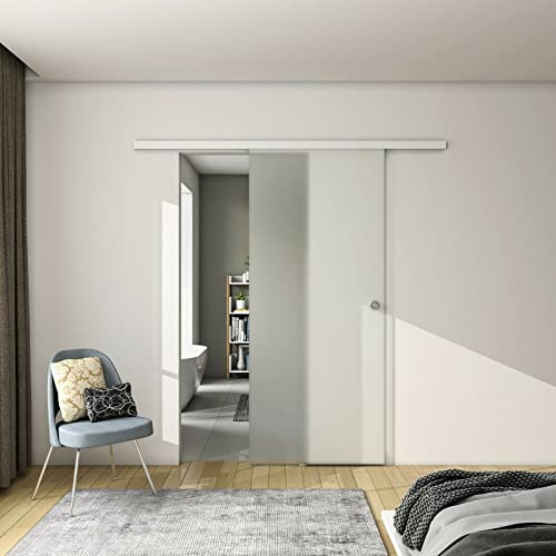 Biubiubath Interior Sliding Door Tempered Glass Fully Frosted and Rail Track Kit 1000mm